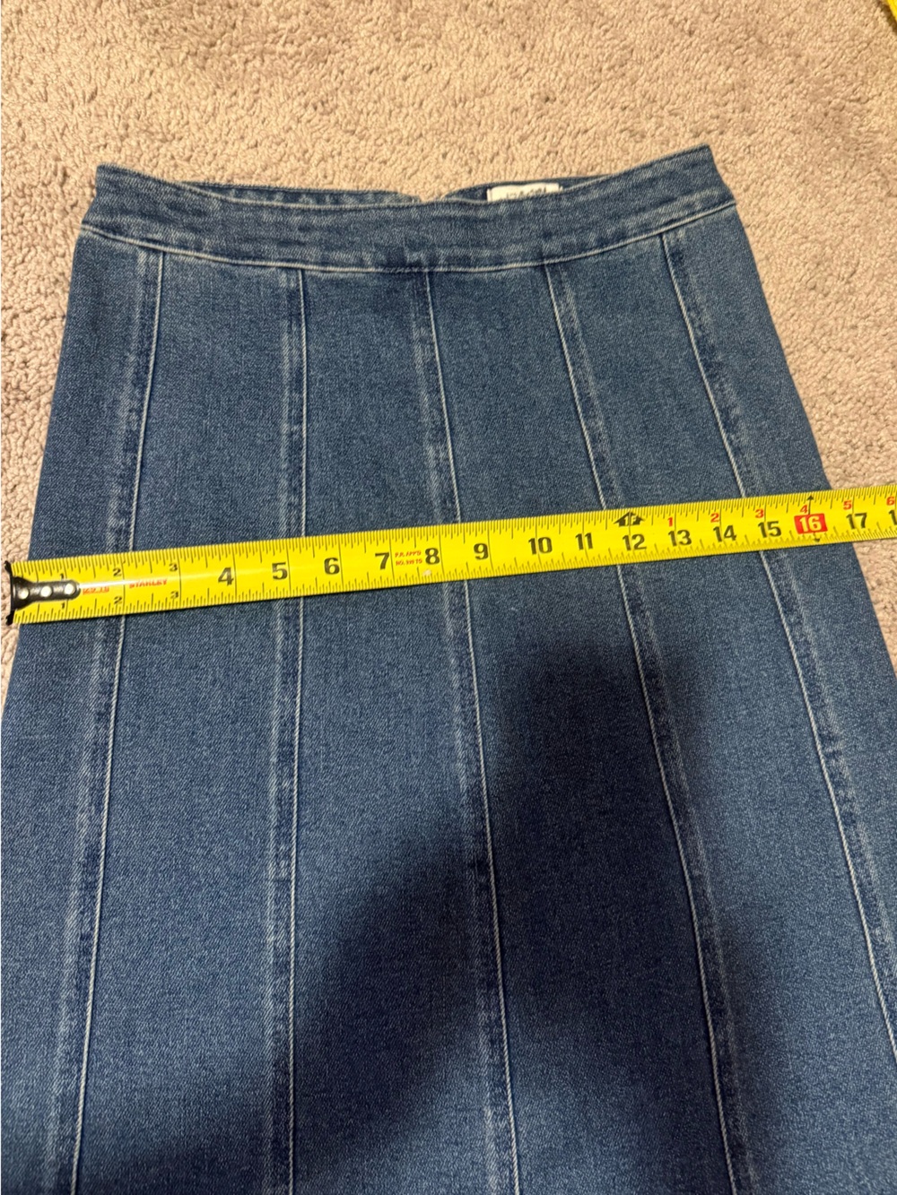 SHOW‎ ME YOUR MUMU baton rouge skirt in blue indigo size small midi denim - Picture 7 of 9